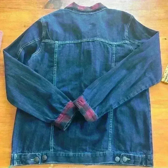 Country Store Plaid Flannel Denim Jacket Classic Trucker Style, Women’s Medium - Picture 5 of 13